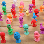 10pcs/set Plastic Cartoon Sucking Model Small Monster Animal Pattern Doll Colorful Suckers for Children Kids Playing Capsule Toy